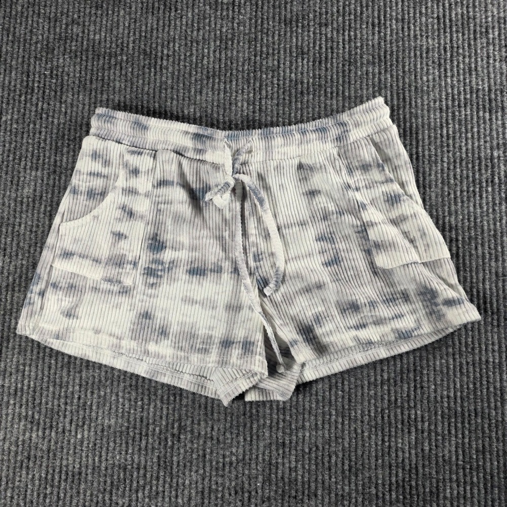 Lucky Brand Womens Ribbed Tie Dye Lounge Shorts Blue White Small LVD24235